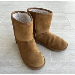 UGG Koolaburra Boots Koola Short 5 Chestnut Pull On Suede Faux Fur Lined Cozy